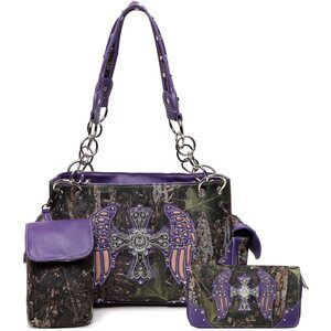8532 Camouflage Purse Western Style Cross Studded Handbag CCW Camo Country